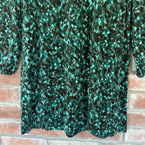 Trina Turk Long Sleeve Shift Dress Women’s Medium Geometric Teal Blue Turquoise - Picture 9 of 9